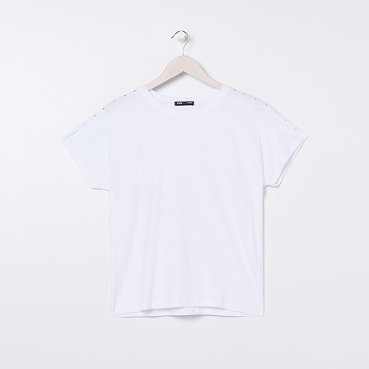 Sinsay - Koszulka z ozdobną aplikacją - Biały Sinsay XS Sinsay okazyjna cena