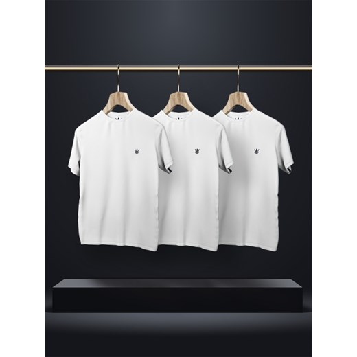 Zestaw 3 T-Shirtów Jigga Wear Mini Crown Białych Jigga Wear XL wyprzedaż UrbanCity.pl