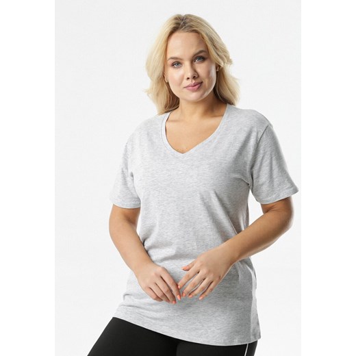 Jasnoszary T-shirt Genilin XXL Born2be Odzież