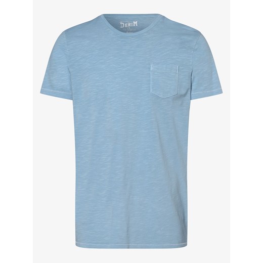 T-shirt męski Denim By Nils Sundström niebieski z krótkimi rękawami 