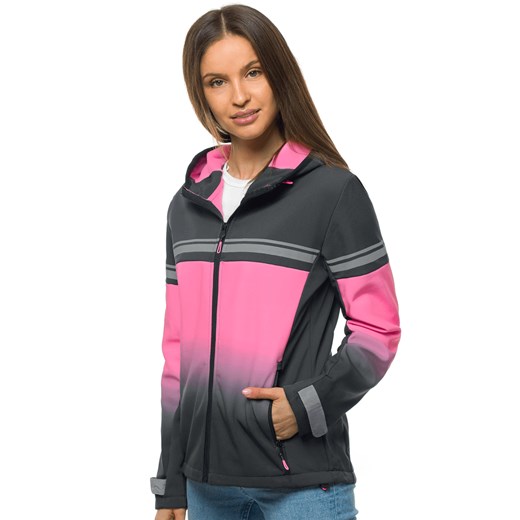 KURTKA DAMSKA SOFTSHELL GRAFITOWO-RÓŻOWA OZONEE JS/KSW6008 S wyprzedaż ozonee.pl