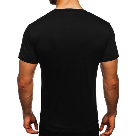 T-shirt męski Denley z krótkim rękawem czarny bawełniany 