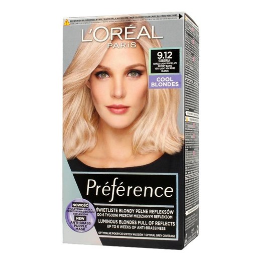L'Oreal Paris, Preference, farba do włosów, 9.12 siberia, bardzo jasny, popielaty, beżowy blond wyprzedaż smyk