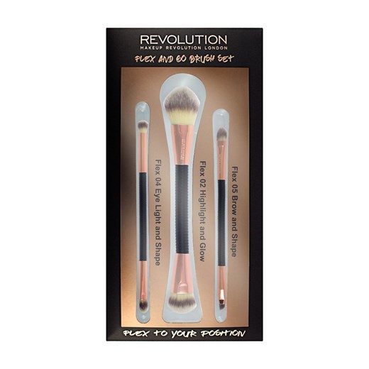 Makeup Revolution, Brush Flex & Go Brush Set, zestaw pędzli do makijażu, 3 szt. Makeup Revolution wyprzedaż smyk