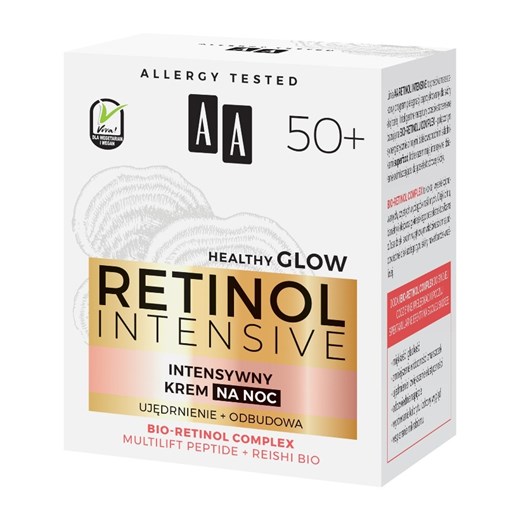 AA, Retinol Intensive 50+ intensywny krem na noc, ujędrnienie + odbudowa, 50 ml smyk