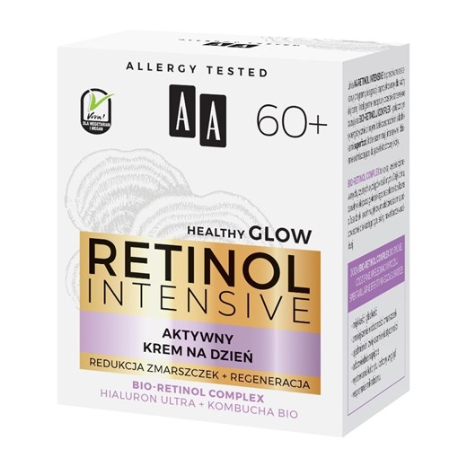 AA, Retinol Intensive 60+ aktywny krem na dzień, redukcja zmarszczek + regeneracja, 50 ml smyk