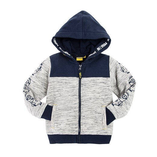Cool Club, Bluza chłopięca z kapturem, rozpinana, szaro-granatowa, Minionki Cool Club 98 wyprzedaż smyk