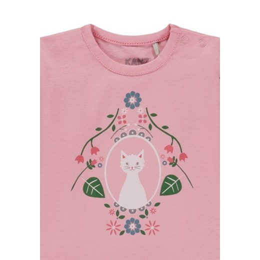 Bluzka dziewczęca z długim rękawem, różowa, kotek, Kanz Kanz okazja smyk