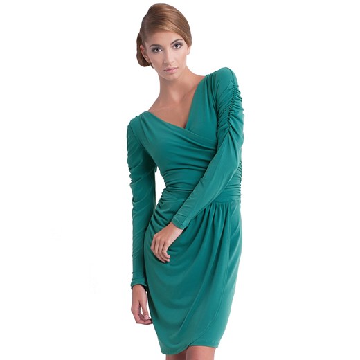 Sukienka Jersey Long Sleeves - Green pandzior-pl-new-vogue elastan