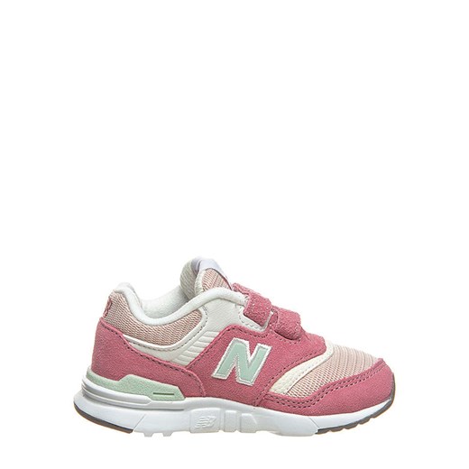Buty sportowe dziecięce New Balance na rzepy różowe ze skóry 