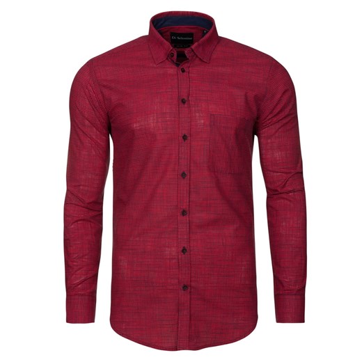 koszula męska di selentino czerwona pepita slim fit ze sklepu Royal Shop w kategorii Koszule męskie - zdjęcie 104687321