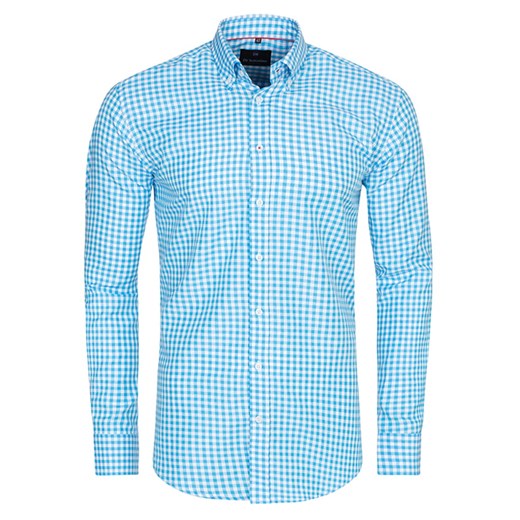 koszula męska di selentino santorini w kratę slim fit ze sklepu Royal Shop w kategorii Koszule męskie - zdjęcie 104693371