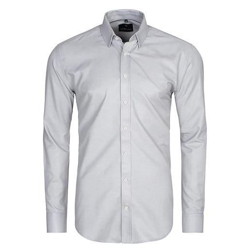 koszula męska di selentino szara gładka slim fit ze sklepu Royal Shop w kategorii Koszule męskie - zdjęcie 104693411