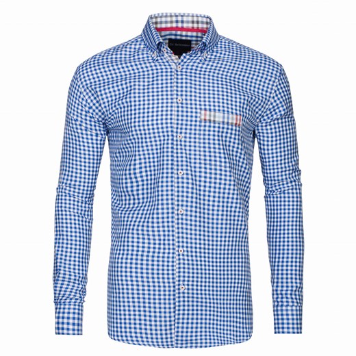 koszula męska di selentino lisbon w kratę slim fit ze sklepu Royal Shop w kategorii Koszule męskie - zdjęcie 104693784