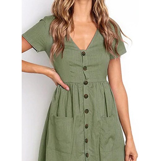 Sukienka Sandbella zielona z krótkimi rękawami 