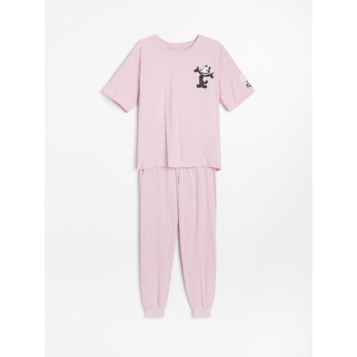 Reserved - Piżama ze spodniami Kot Feliks - Różowy Reserved S Reserved