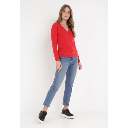 Czerwony Kardigan Orphaeia M/L Born2be Odzież