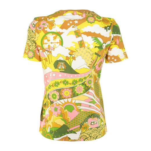 Bluzka damska Tory Burch z okrągłym dekoltem w abstrakcyjne wzory na wiosnę 