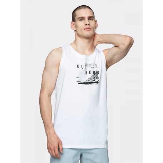 Koszulka bez rękawów męska TSM604 - biały Outhorn S promocyjna cena OUTHORN