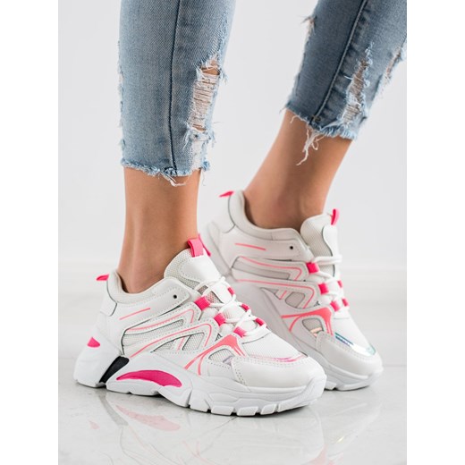 Buty sportowe damskie CzasNaButy sneakersy różowe na płaskiej podeszwie 