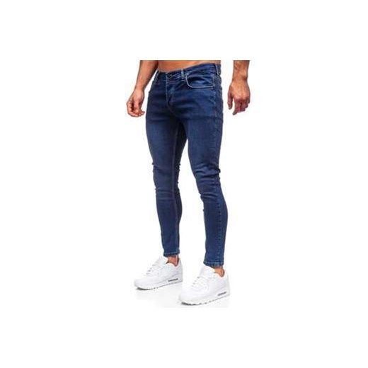 Granatowe spodnie jeansowe męskie slim fit Denley R921 L promocyjna cena Denley