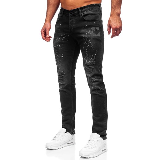 Czarne spodnie jeansowe męskie regular fit Denley R913 L promocja Denley