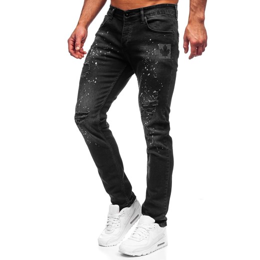 Czarne spodnie jeansowe męskie regular fit Denley R913 XL promocyjna cena Denley