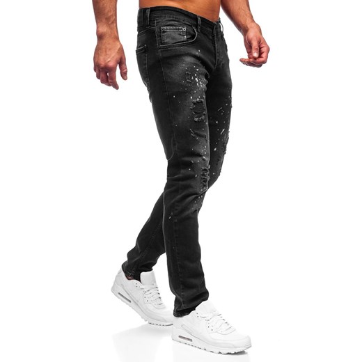 Czarne spodnie jeansowe męskie regular fit Denley R913 M Denley okazja