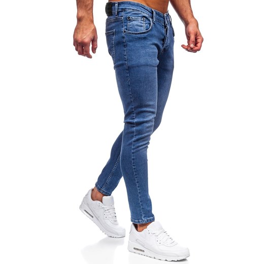 Granatowe spodnie jeansowe męskie slim fit Denley R922 L okazja Denley