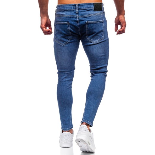 Granatowe spodnie jeansowe męskie slim fit Denley R922 S okazyjna cena Denley