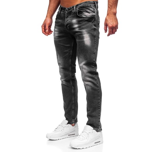 Czarne spodnie jeansowe męskie regular fit Denley R909 M okazja Denley