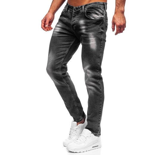 Czarne spodnie jeansowe męskie regular fit Denley R909 L wyprzedaż Denley