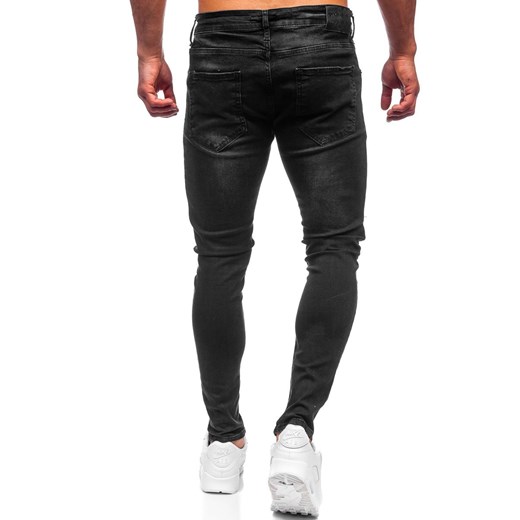 Czarne spodnie jeansowe męskie slim fit Denley R923 S promocja Denley