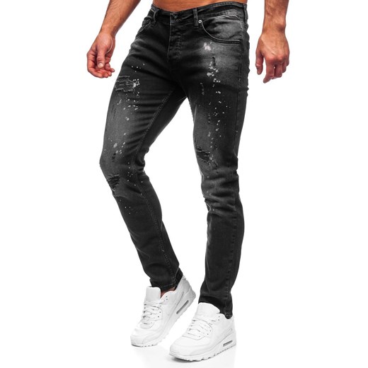 Czarne spodnie jeansowe męskie regular fit Denley R914 XL Denley wyprzedaż