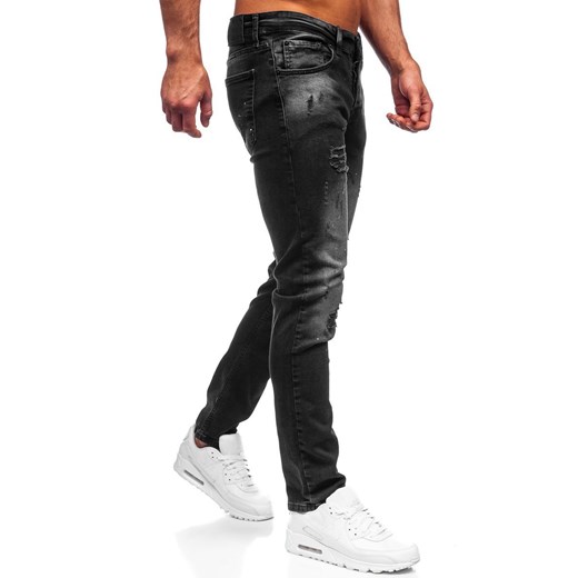 Czarne spodnie jeansowe męskie regular fit Denley R914 L wyprzedaż Denley