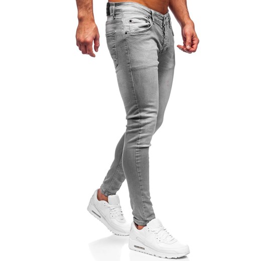 Szare spodnie jeansowe męskie slim fit Denley R920 S promocyjna cena Denley