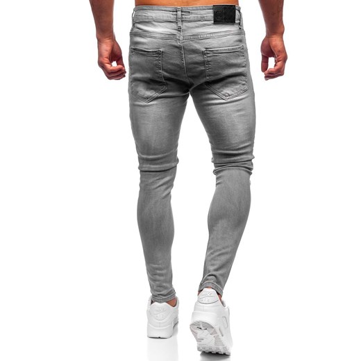 Szare spodnie jeansowe męskie slim fit Denley R920 M okazyjna cena Denley