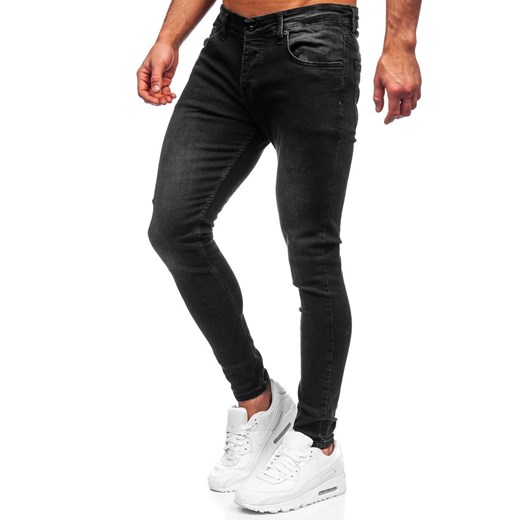 Czarne spodnie jeansowe męskie slim fit Denley R924 S okazyjna cena Denley