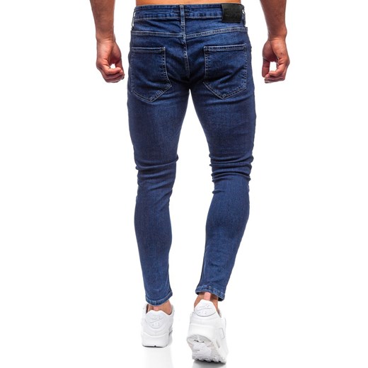 Granatowe spodnie jeansowe męskie slim fit Denley R921 L Denley okazyjna cena