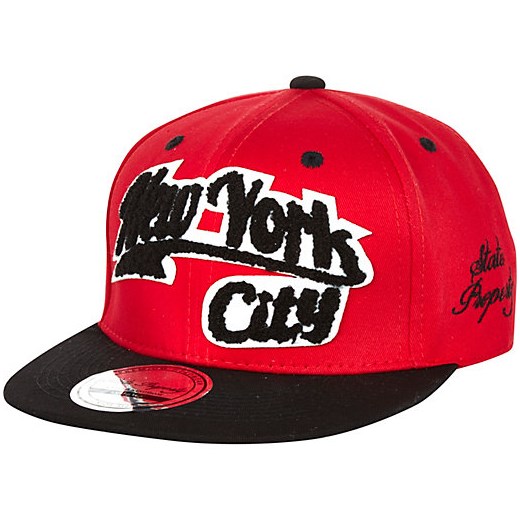 Boys red New York City snapback hat river-island pomaranczowy 