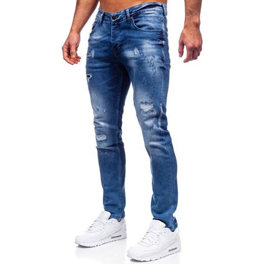Granatowe spodnie jeansowe męskie regular fit Denley 4013 S Denley okazyjna cena