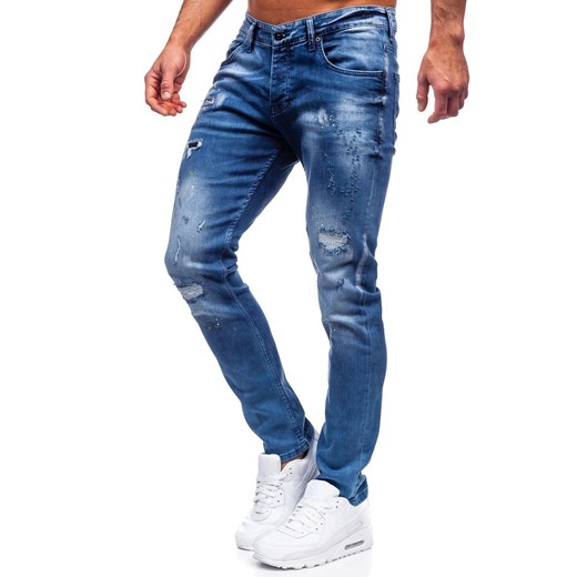 Granatowe spodnie jeansowe męskie regular fit Denley 4013 M wyprzedaż Denley