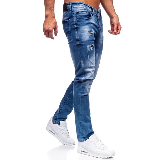 Granatowe spodnie jeansowe męskie regular fit Denley 4013 L promocja Denley