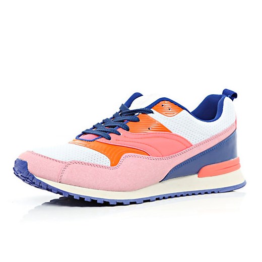 Pink colour block running trainers river-island rozowy 