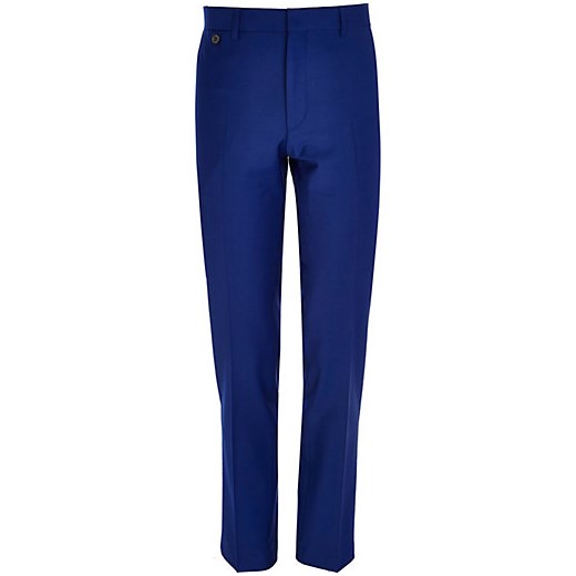 Cobalt blue skinny suit trousers river-island granatowy 