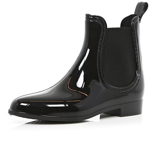 Black high shine chelsea boot wellies river-island czarny Botki