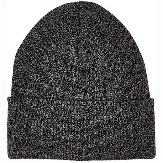 Black twist knit turn up beanie hat river-island szary beanie