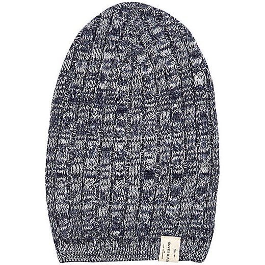 Grey cable knit beanie hat river-island szary beanie