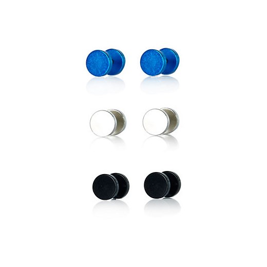 Blue metallic plug earrings pack river-island niebieski 
