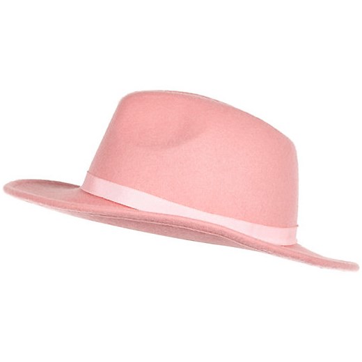 Light pink fedora hat river-island rozowy 